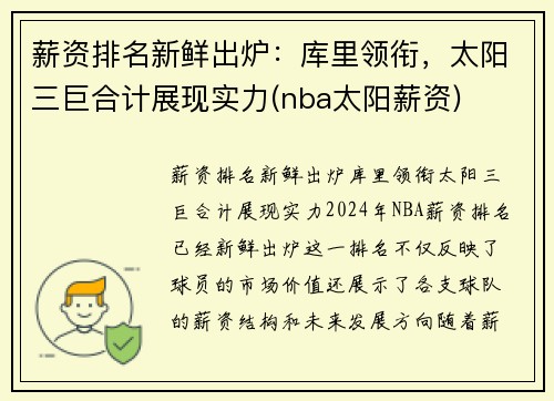 薪资排名新鲜出炉：库里领衔，太阳三巨合计展现实力(nba太阳薪资)